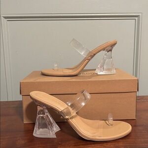 Steve Madden Clear and Tan Heels